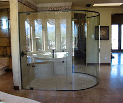 Custom curved frameless toughened glass shower enclosure — Ambika Playwoods Dindigul