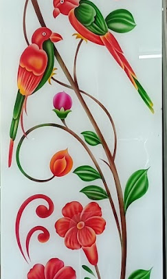 Hand-painted decorative glass panel
